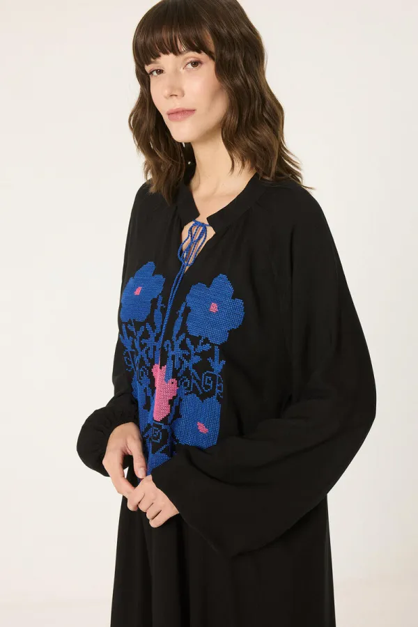 NAKIŞLI VİSKON ELBİSE