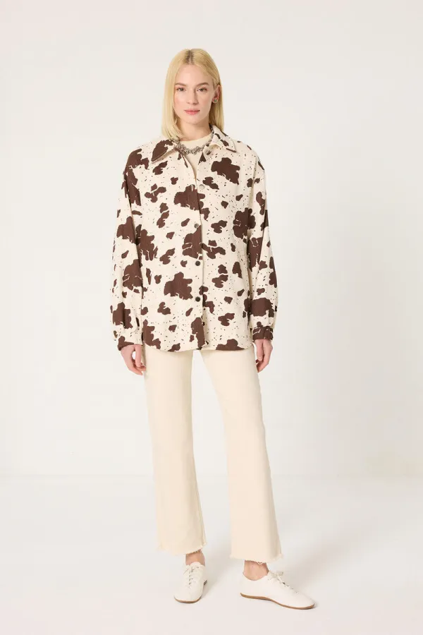 VESTE EN GABARDINE MINEURE À MOTIFS