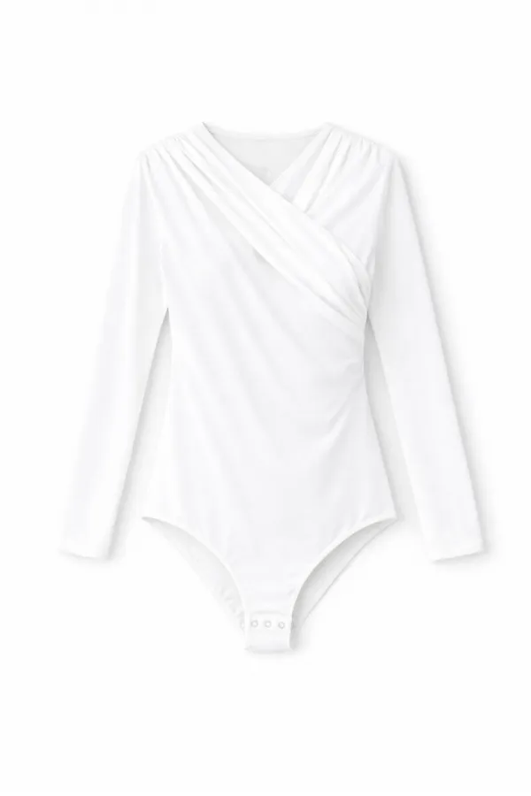 DRAPED SNAP-BUTTON BODYSUIT