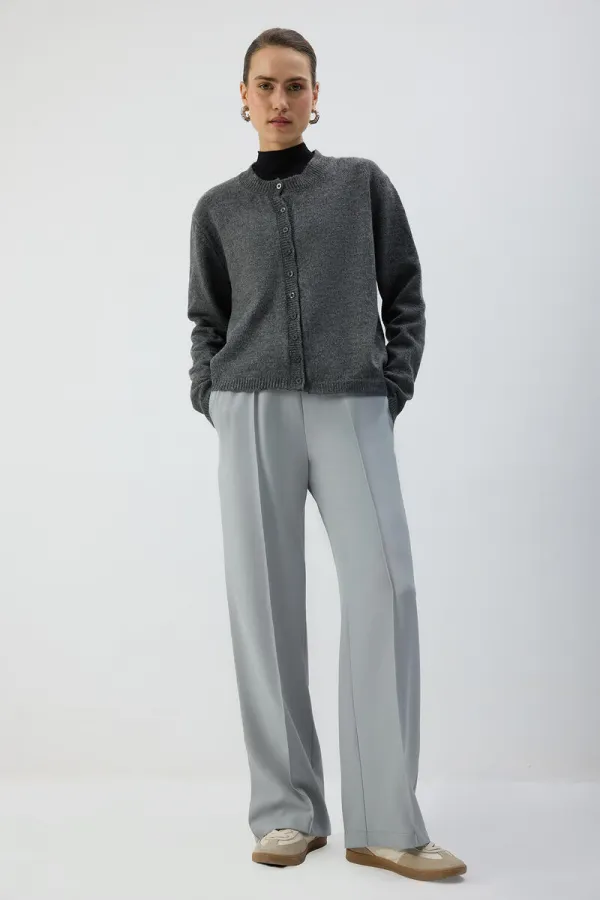 RIBBED PANTS WITH ELASTIC WAISTBAND RIBBED PANTS WITH ELASTIC WAISTBAND