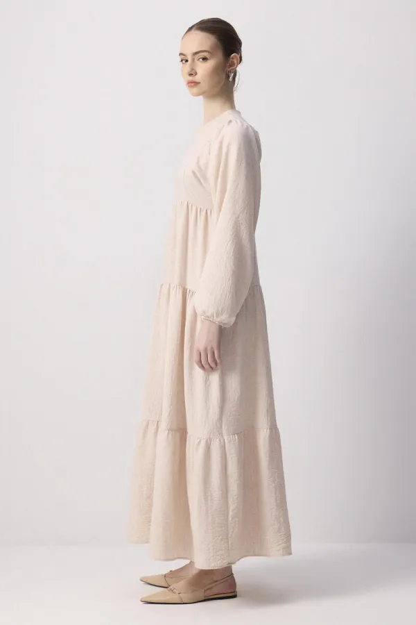 %100 KETEN BÜZGÜLÜ ELBİSE