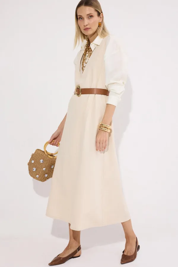 gilet en jean à col en V