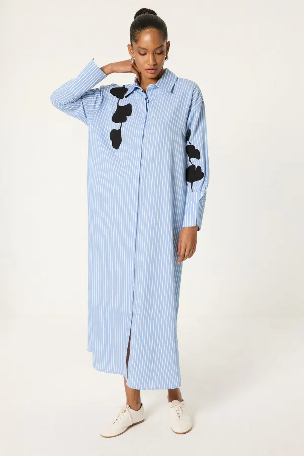 NAKIŞ DETAYLI GÖMLEK ELBİSE