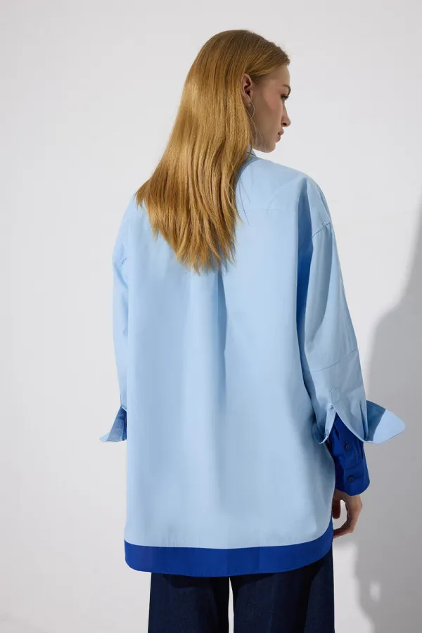 CONTRAST COLORED POPLIN SHIRT