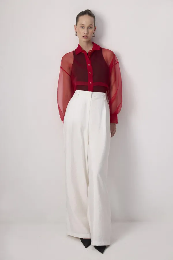 PİLE DETAYLI KUPRA PANTOLON