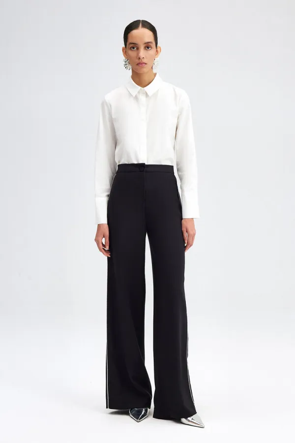 CREPE PANTS WITH PIPING DETAIL CREPE PANTS WITH PIPING DETAIL