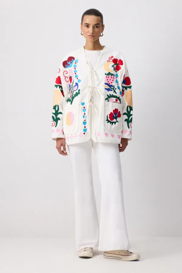 NAKIŞLI GABARDİN CEKET