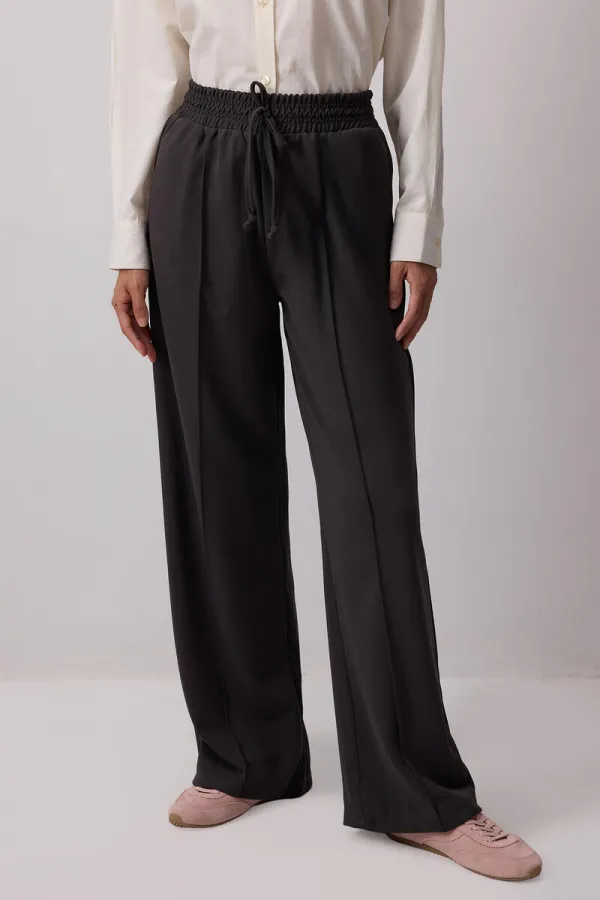 RIBBED PANTS WITH ELASTIC WAISTBAND RIBBED PANTS WITH ELASTIC WAISTBAND