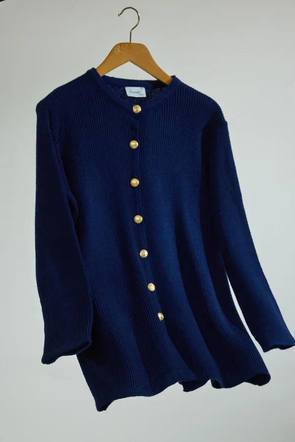 LONG CARDIGAN WITH GOLD BUTTONS