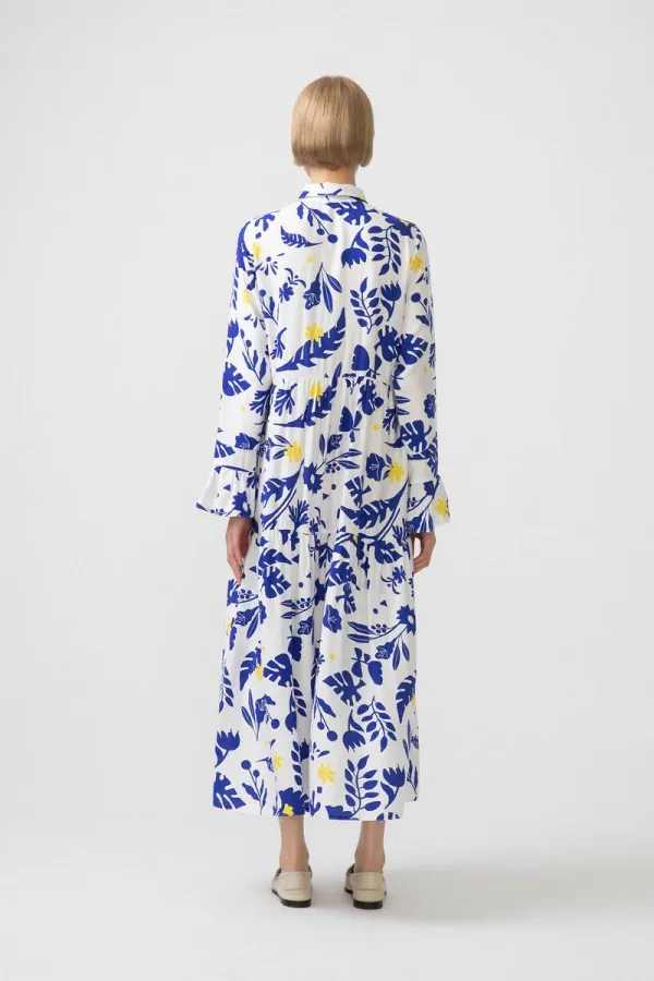 ÇİÇEKLİ VOLANLI ELBİSE