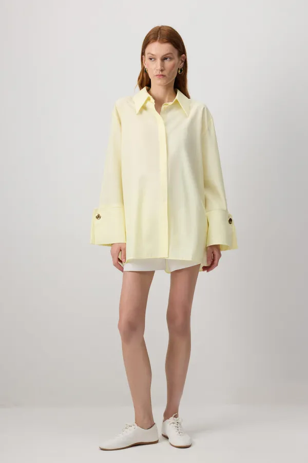 GENİŞ MANŞETLİ POPLİN GÖMLEK