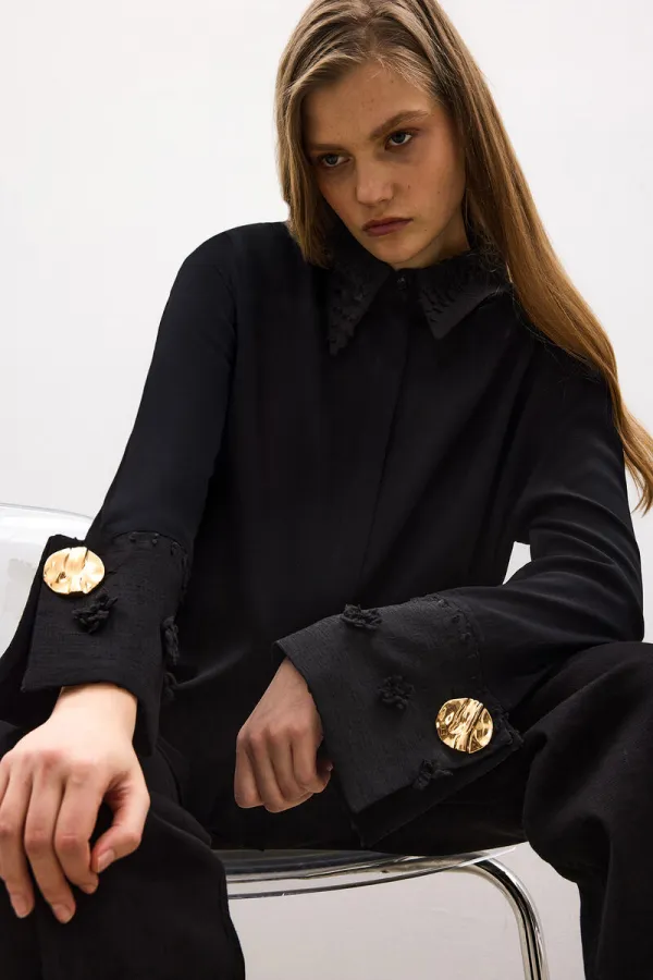 CHEMISE EN VISCOSE À DENTELLE FLORALE