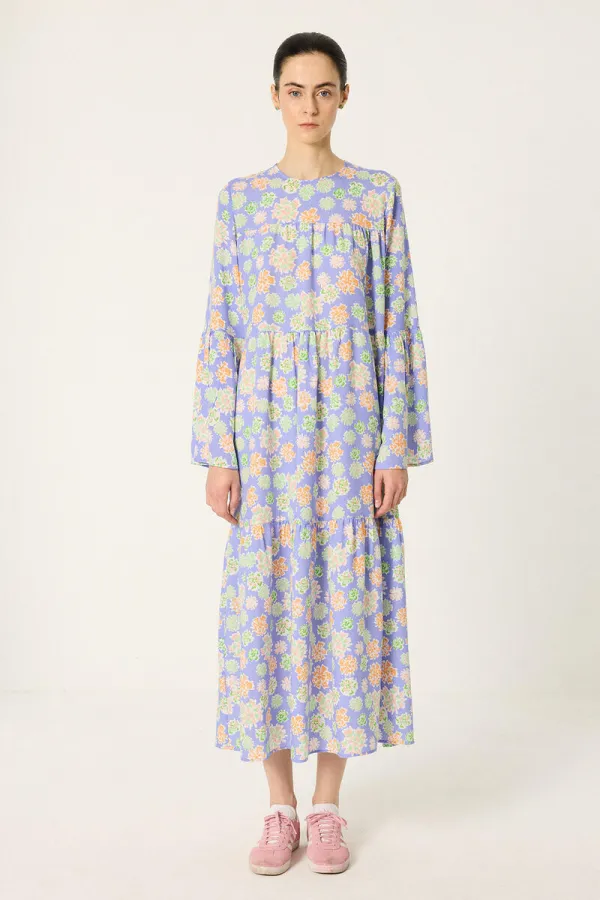 PATTERNED RUFFLED DRESS PATTERNED RUFFLED DRESS
