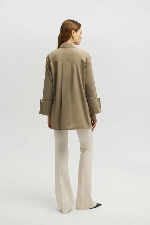 GENİŞ MANŞETLİ POPLİN GÖMLEK