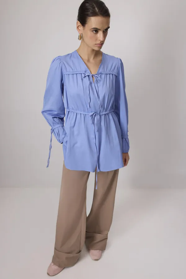 BÜZGÜ DETAYLI POPLİN KİMONO