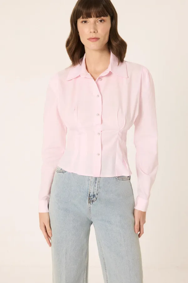 BELİ PİLELİ TAŞLI GÖMLEK