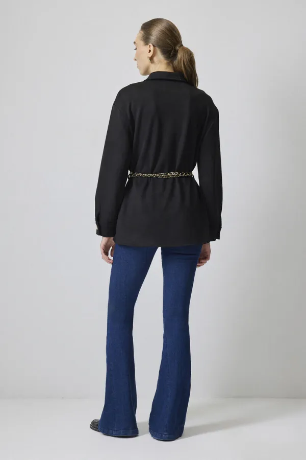 SUEDE JACKET WITH CHAIN BELT