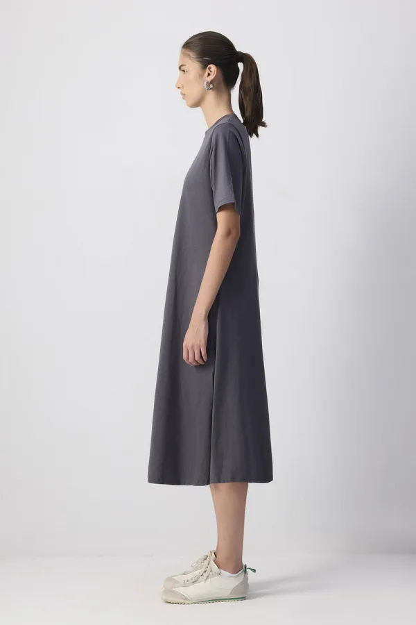 100% COTTON SHORT-SLEEVED KNITTED DRESS