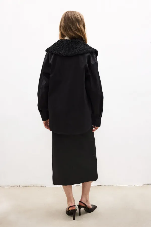 FURRY COLLAR TABARDINE JACKET FURRY COLLAR TABARDINE JACKET
