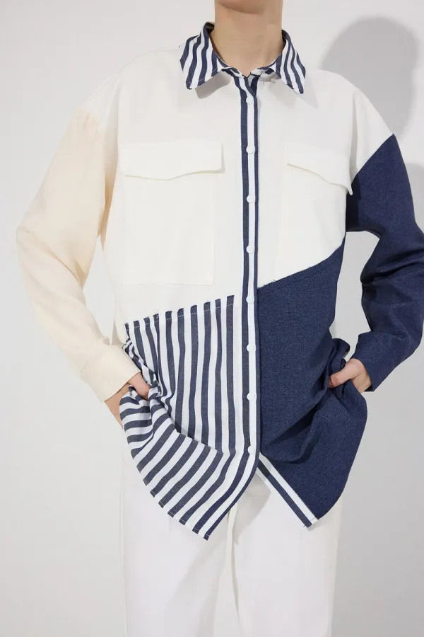 CHEMISE À COULEURS UNIES AVEC POCHES