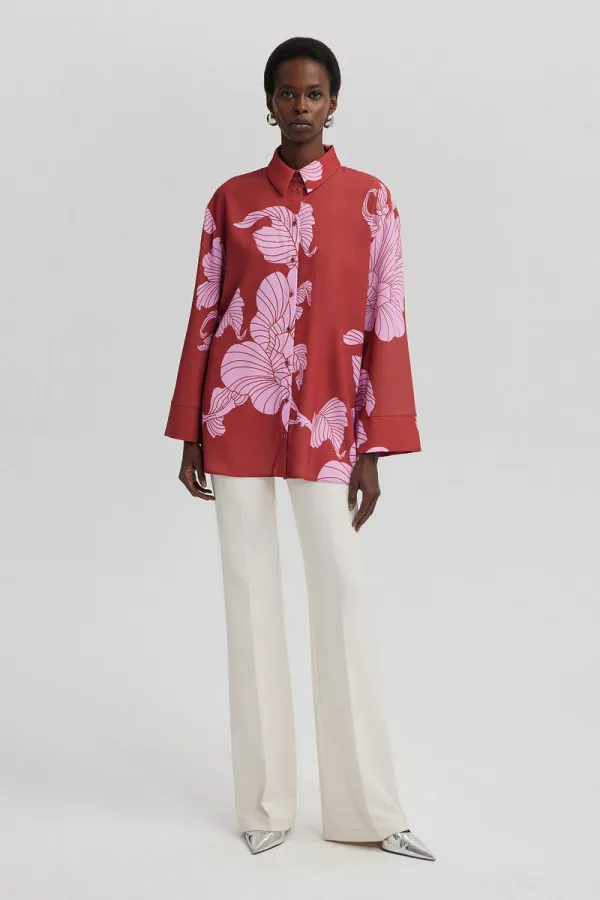 CHEMISE EN SATIN À MOTIFS