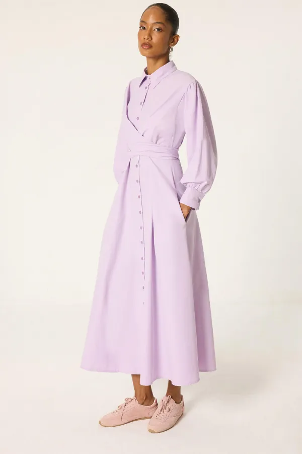 FRONT-TIE SHIRT DRESS