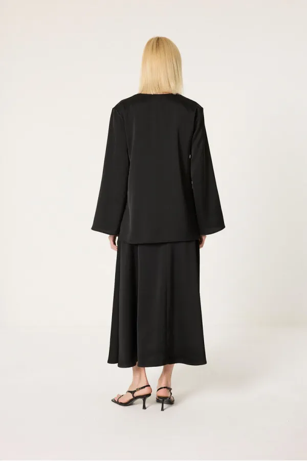 Ensemble 2 pièces en satin à col drapé