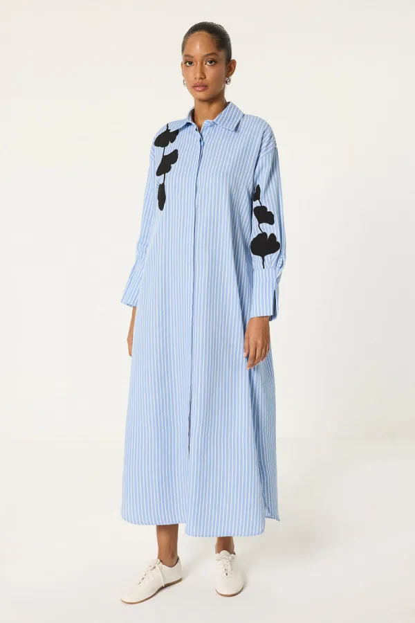 NAKIŞ DETAYLI GÖMLEK ELBİSE