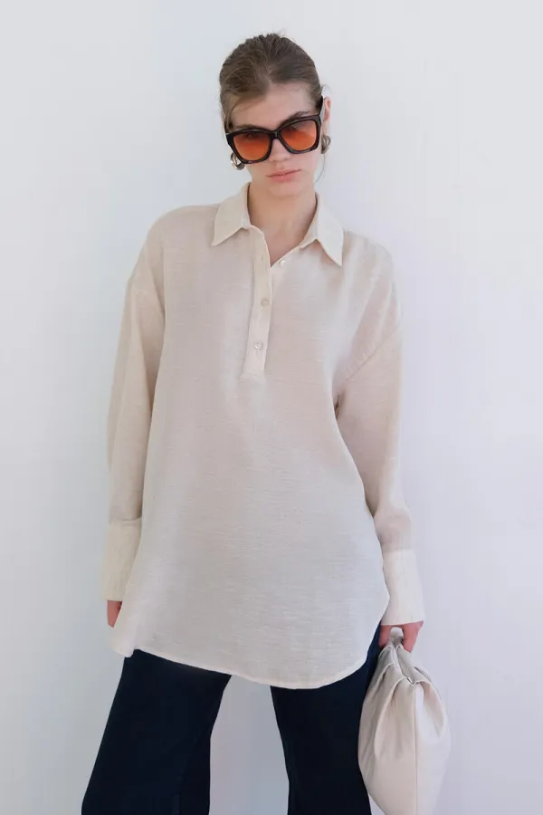 SHIRT COLLAR MELANGE TUNIC