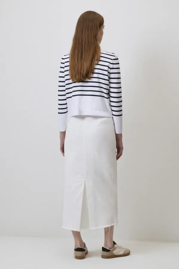 STRIPED SHORT KNITTED CARDIGAN