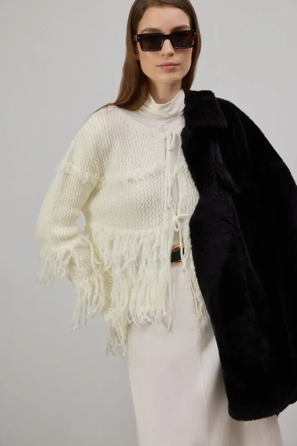 FRINGED KNITTED CARDIGAN FRINGED KNITTED CARDIGAN