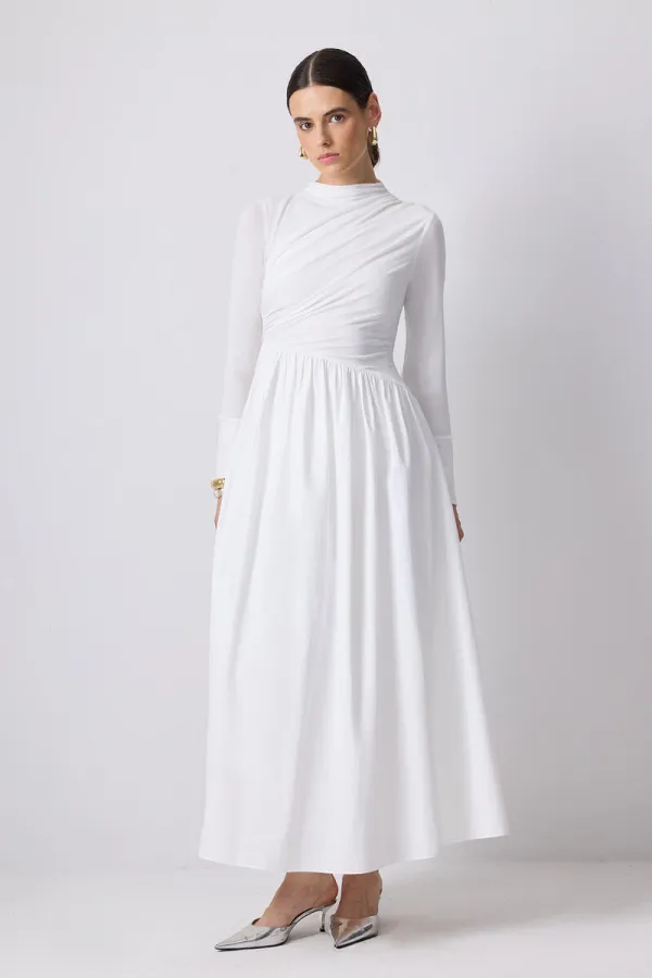 DRAPE DETAYLI ASİMETRİK ELBİSE