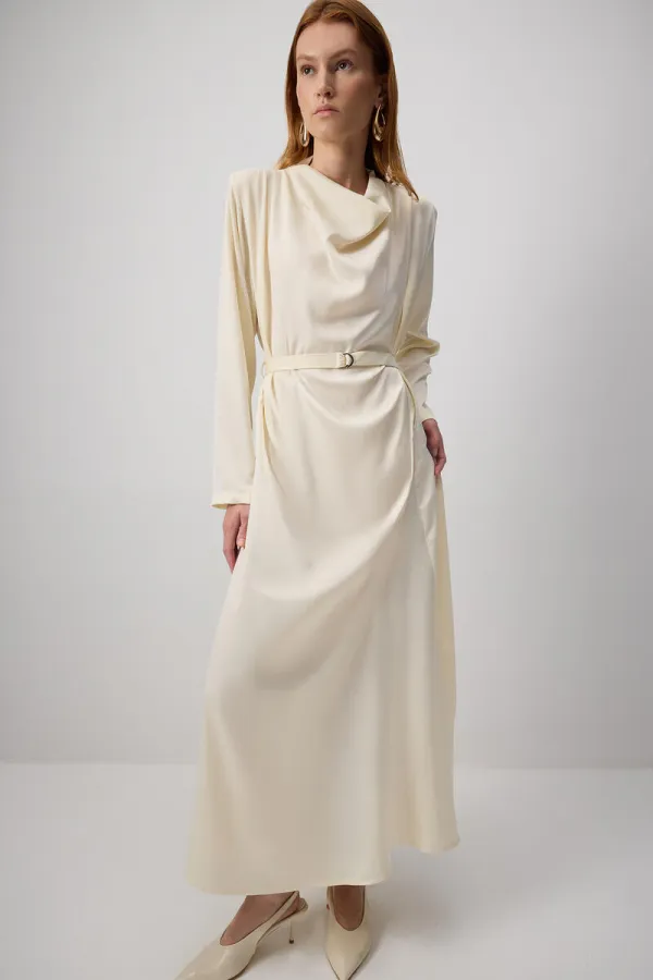 SATIN DRESS WITH PADDED LEGS