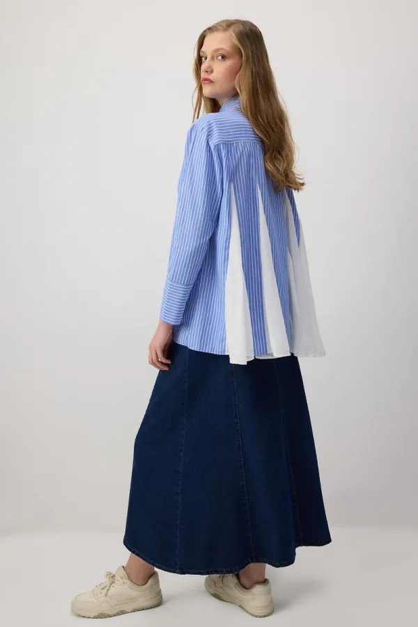 Chiffon Detailed Striped Oversize Shirt Chiffon Detailed Striped Oversize Shirt
