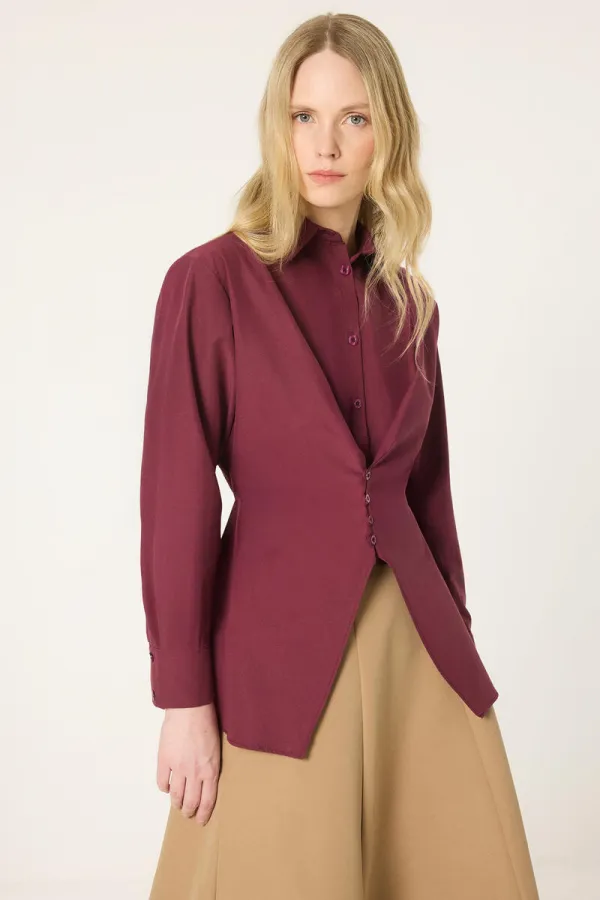 DÜĞME DETAYLI POPLIN GÖMLEK