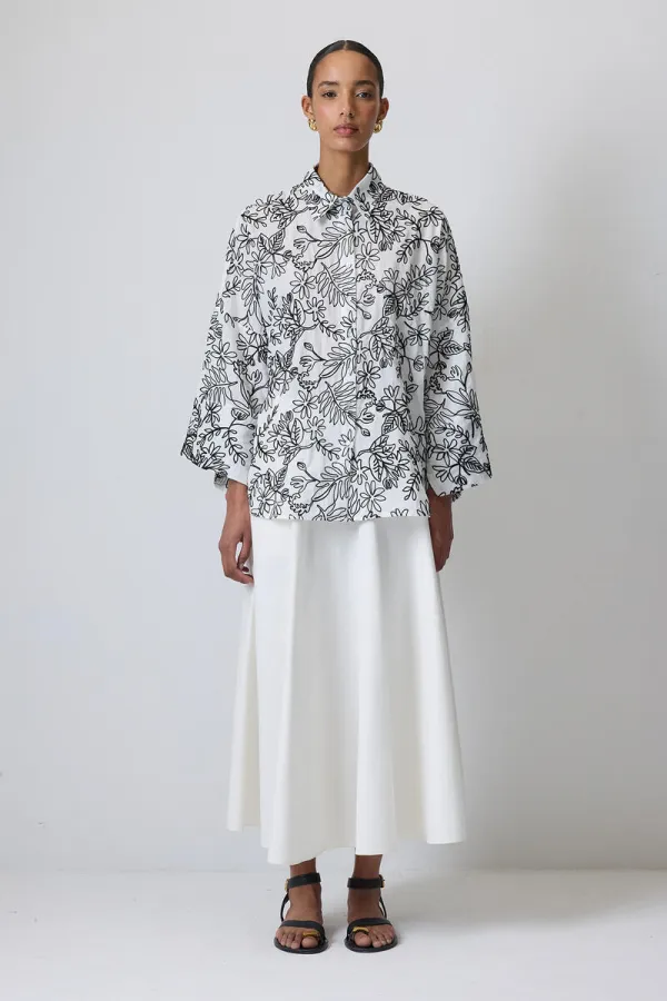 100% COTTON SHIRT WITH EMBROIDERED DETAILS