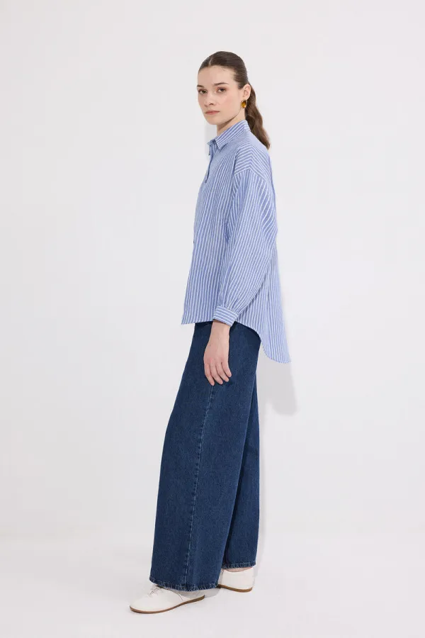 ÇİZGİLİ OVERSIZE GÖMLEK