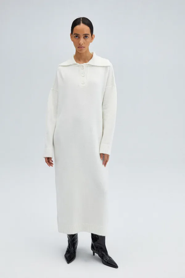 Polo collar knitted dress