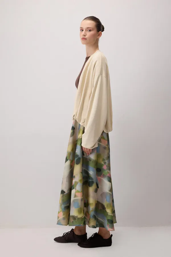PATTERNED SATIN SKIRT PATTERNED SATIN SKIRT