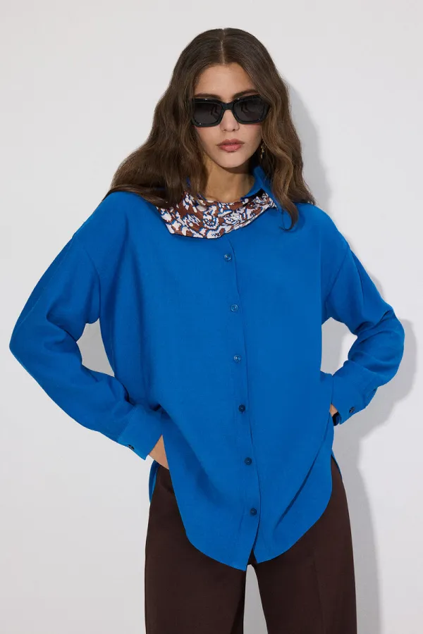 DOĞAL DOKULU OVERSIZE GÖMLEK