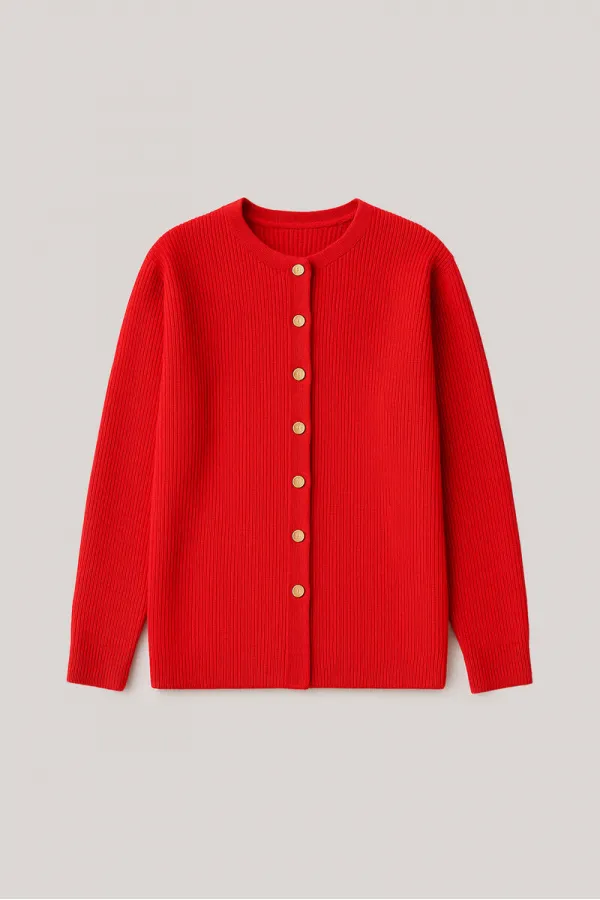 LONG CARDIGAN WITH GOLD BUTTONS