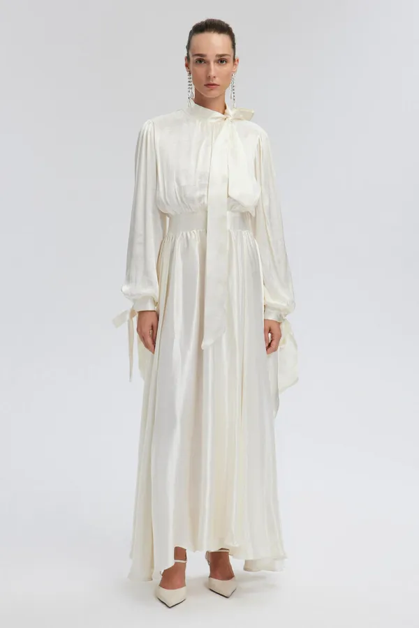 SATIN DRESS WITH TIE-DETAIL