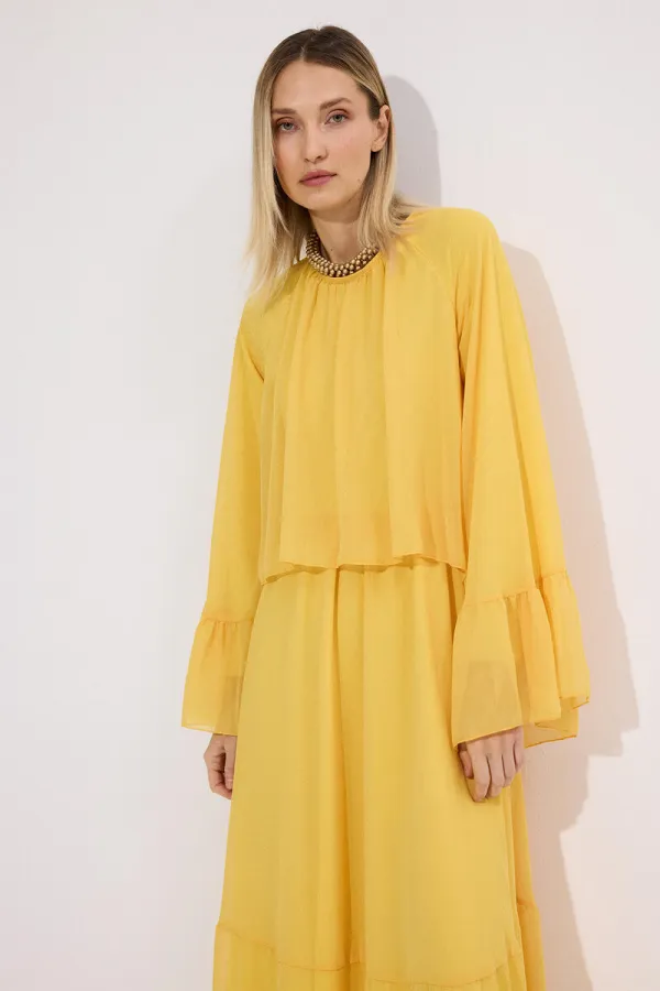 ROBE EN CHIFFON À VOLANTS