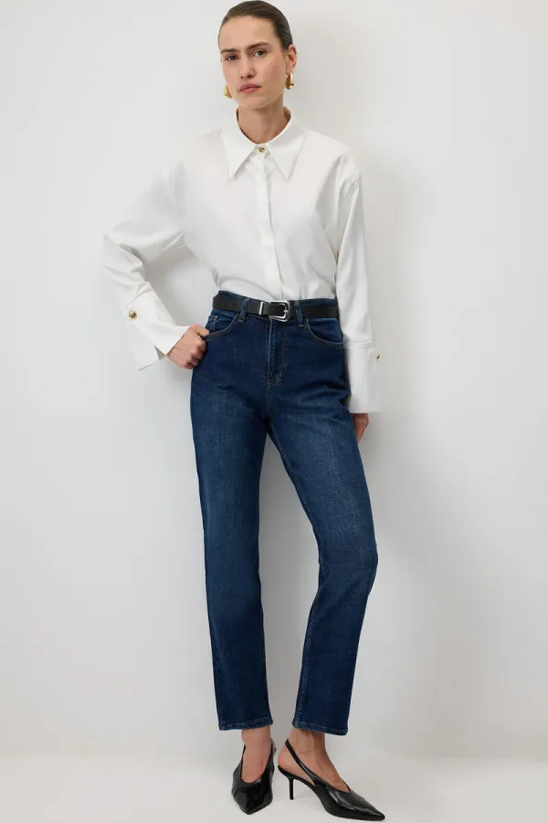 ELASTIC WAIST DENIM PANTS