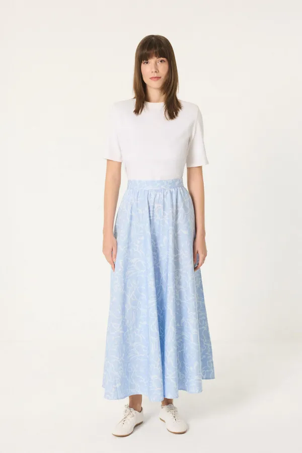 JUPE ÉVASÉE À MOTIFS