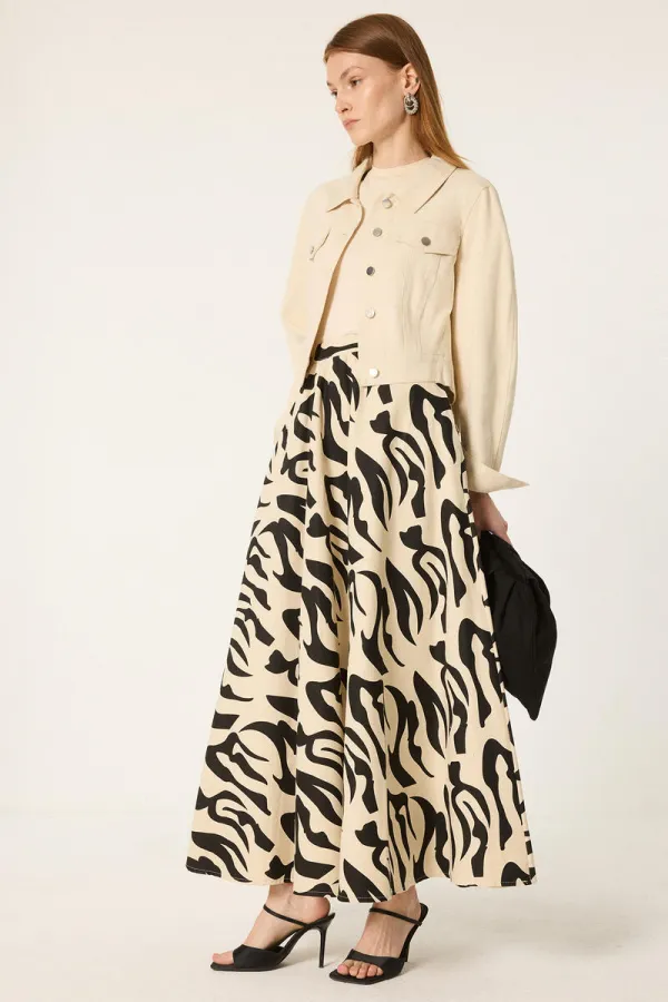 PATTERNED THIN GABARDINE SKIRT PATTERNED THIN GABARDINE SKIRT