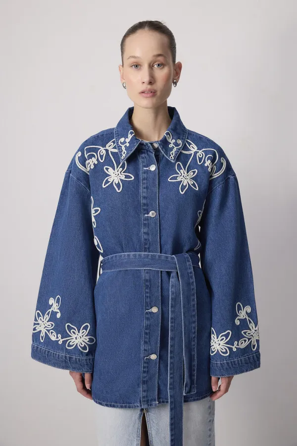 NAKIŞLI DENİM CEKET