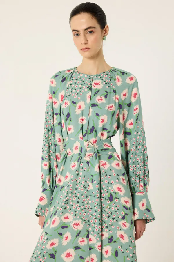 BELTED PATTERNED DRESS BELTED PATTERNED DRESS