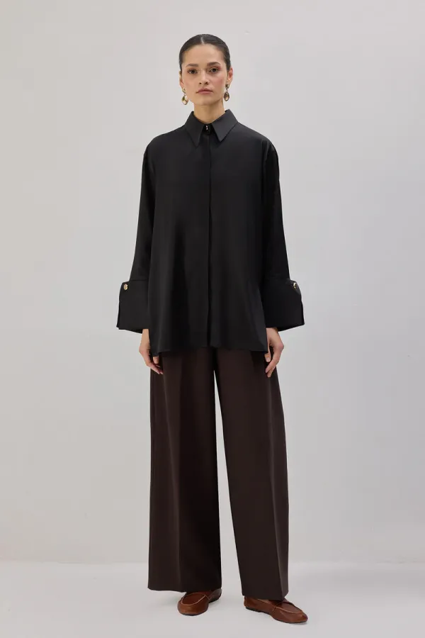 WIDE-CUFFS SATIN SHIRT