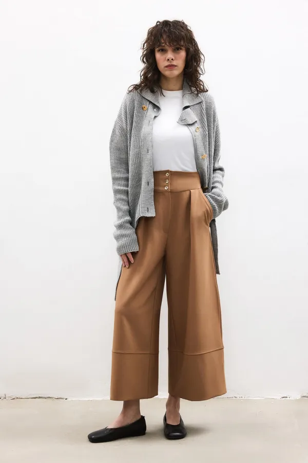 PANTALON À PLIS TAILLE HAUTE